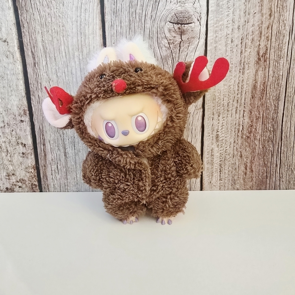 Labubu Reindeer Outfit with Red Antlers